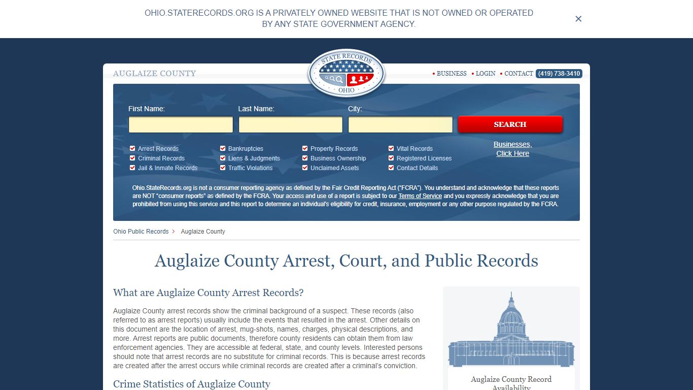 Auglaize County Arrest, Court, and Public Records