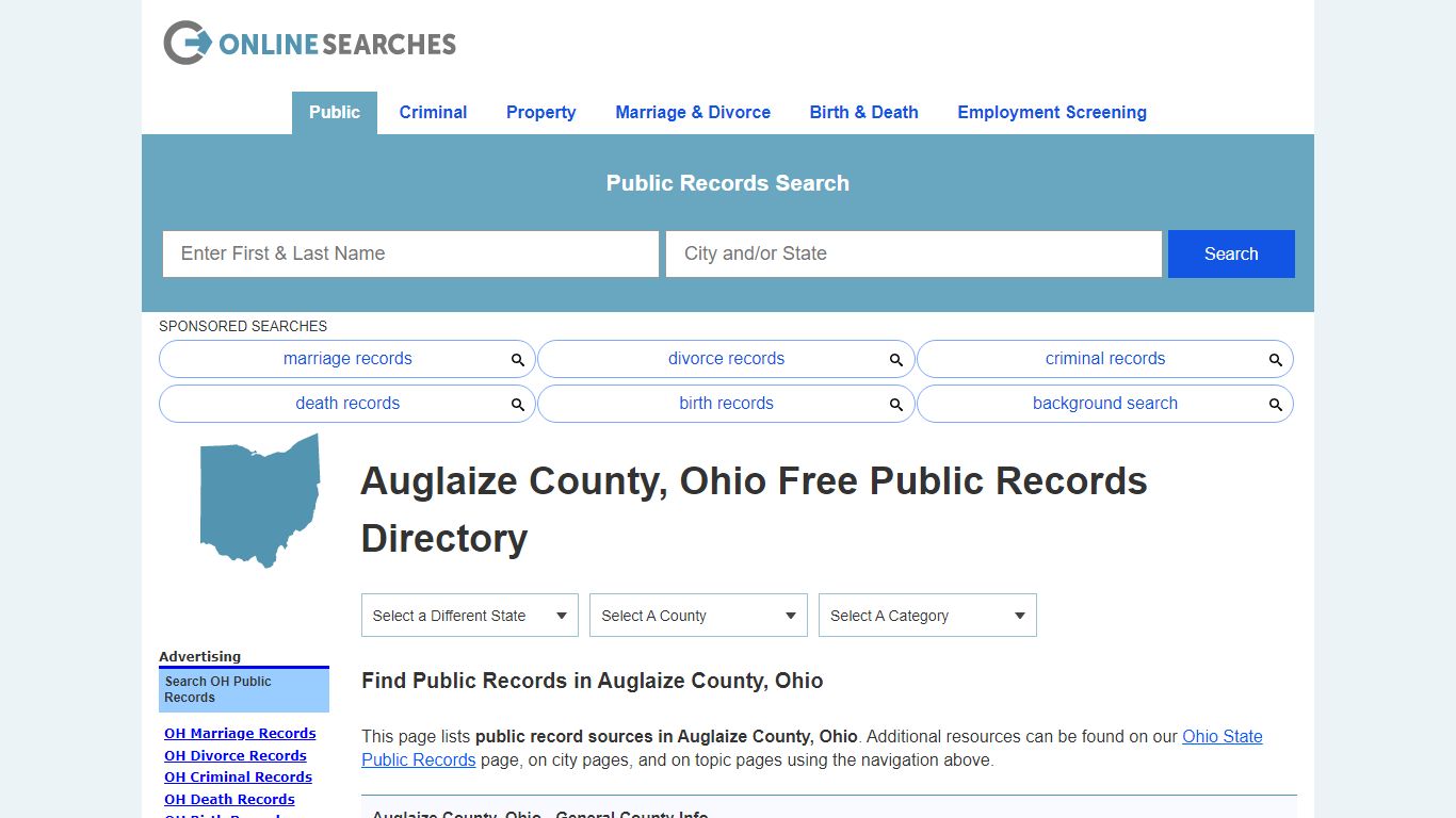 Auglaize County, Ohio Public Records Directory - OnlineSearches.com